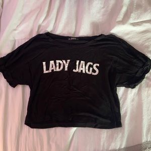 top gun lady jags black cropped t shirt